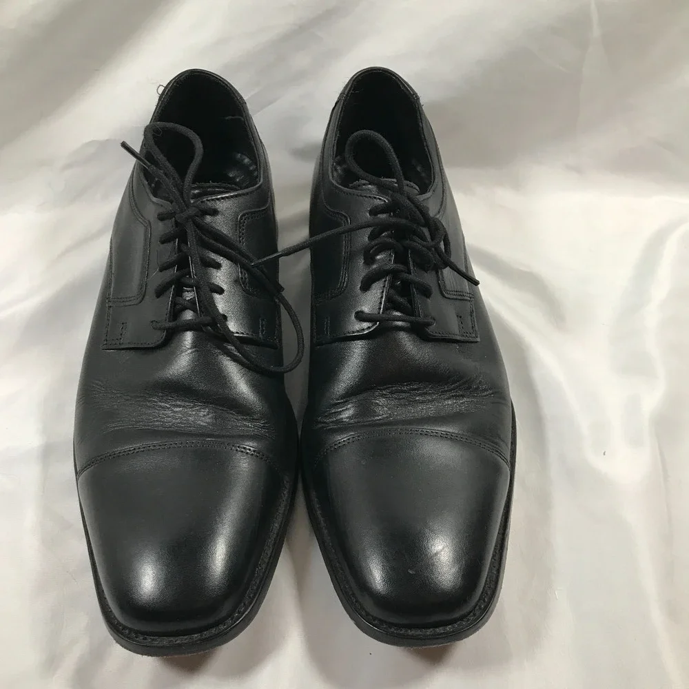 Johnston & Murphy Cap Toe Oxford Lace Up Black Leather Shoes Mens‎ US 10M EU 43
